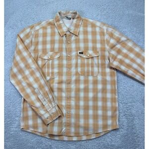 Howler Bros H-Bar-B Tech Longsleeve Mens Medium Leon Plaid Foliage Orange Pearl